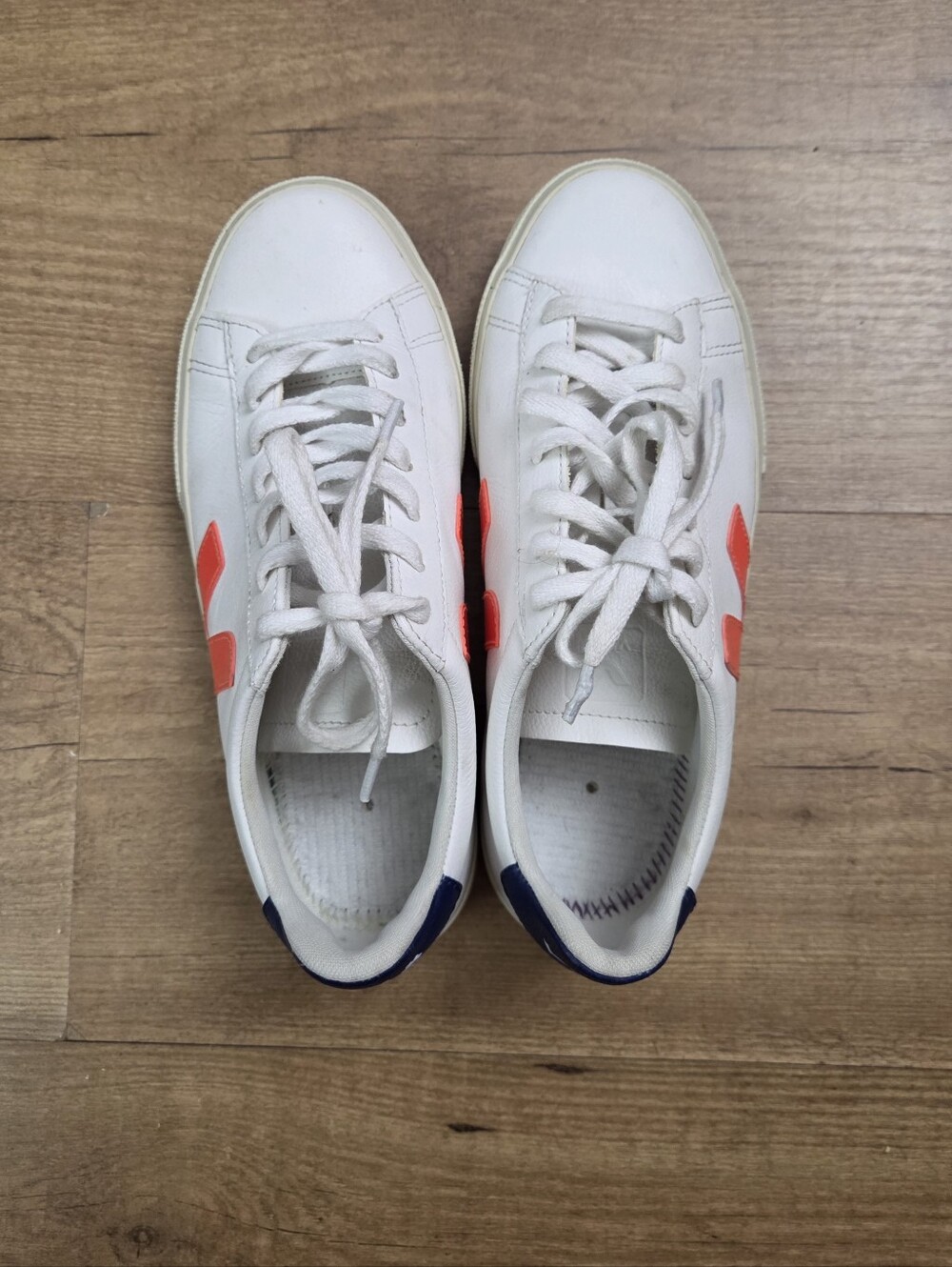 VEJA Campo Leather White, Orange Fluo Sneakers - Picture 8 of 13